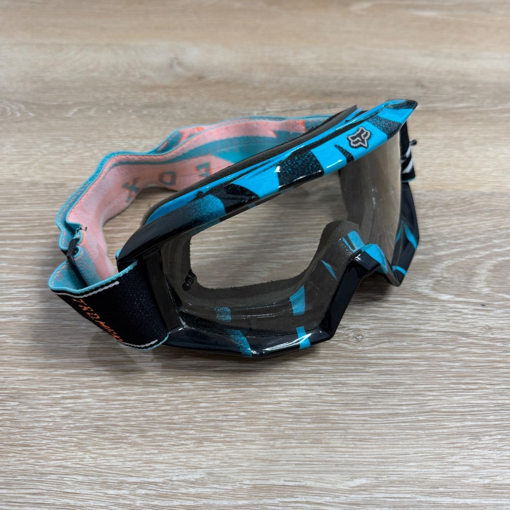 Fox Racing Main Motocross Goggles Blue Black Graphic Clear Lens Dirt Bike ATV